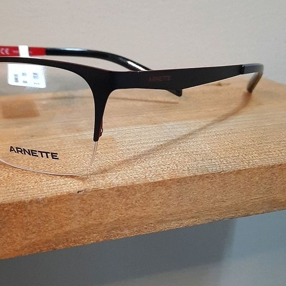 NEW Half Rim Rx'able Eyeglass Frame Lightweight metal red/black, ARNETTE glasses - Picture 3 of 6